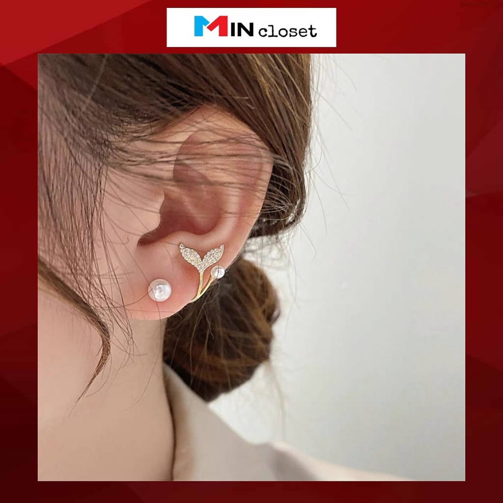 💖 𝑭𝑹𝑬𝑬𝑺𝑯𝑰𝑷 💖 Khuyên tai dạng xỏ chốt bạc 925 kiểu dáng đuôi cá thanh lịch thời trang P27