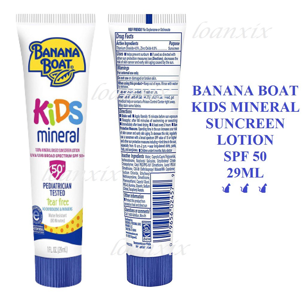 [DATE 2023] KEM CHỐNG NẮNG TRẺ EM DẠNG SỮA  BANANA BOAT  KIDS MINERAL SUNCREEN LOTION SPF 50 - 29ML