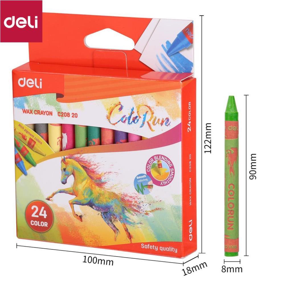 Bút sáp nến Deli - 12 màu/18 màu/24 màu - 1 hộp - EC20800/EC20810/EC20820 [Deli]