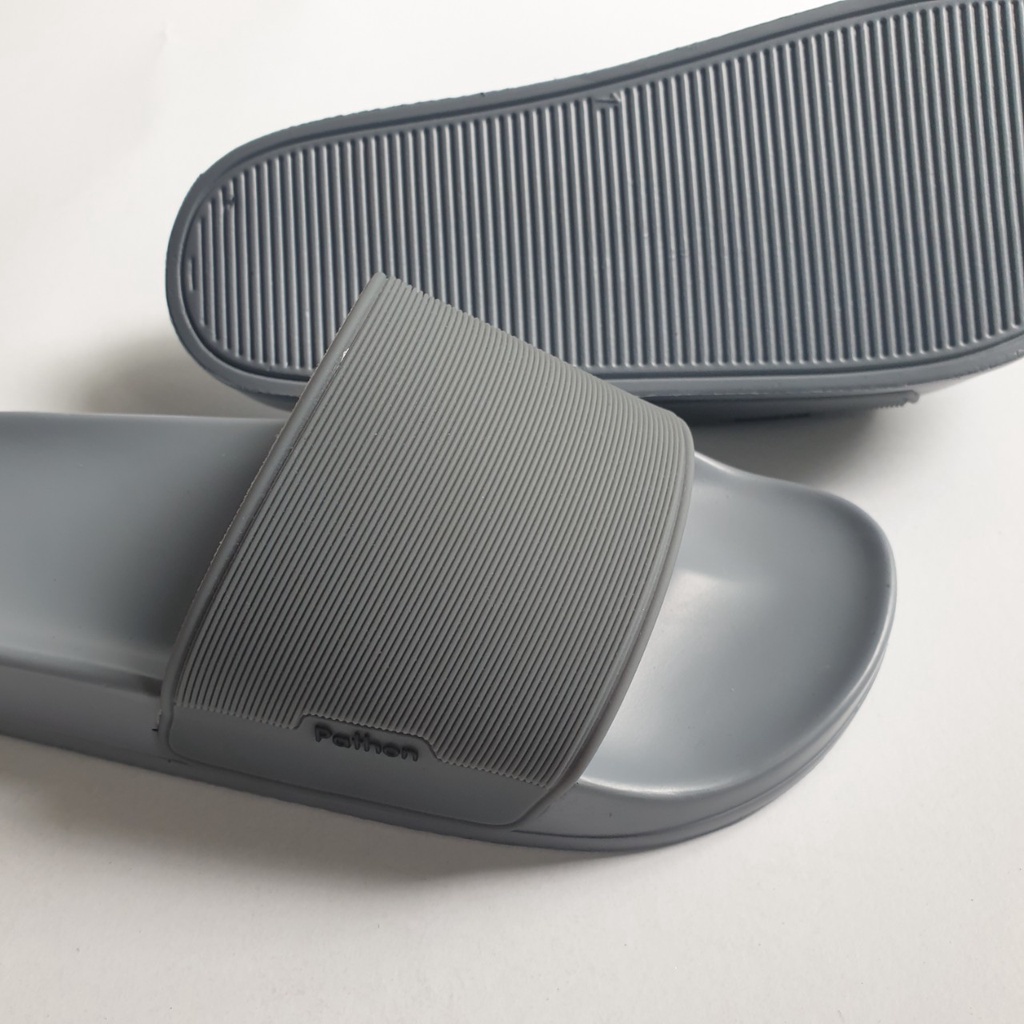 Dép nam nữ quai ngang slipper Pathon quai PVC và đế PU xám quai xám Mẫu SD66