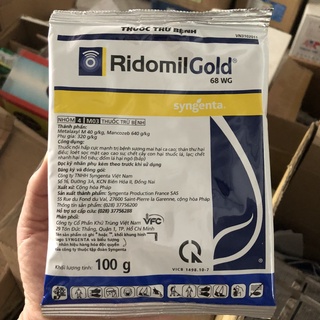 Ridomil Gold 68WP Gói 100g (hàng chính hãng Thụy sỹ) trừ bệnh đốm vòng, sương mai, thối thân, nứt thân, xì mủ, héo vàng