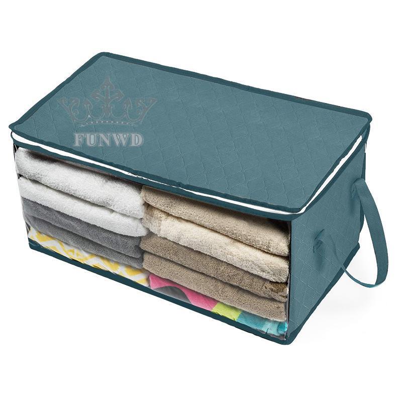 【FUNWD】Non-woven foldable storage bag wardrobe space saving clothes storage box portable portable zipper bag