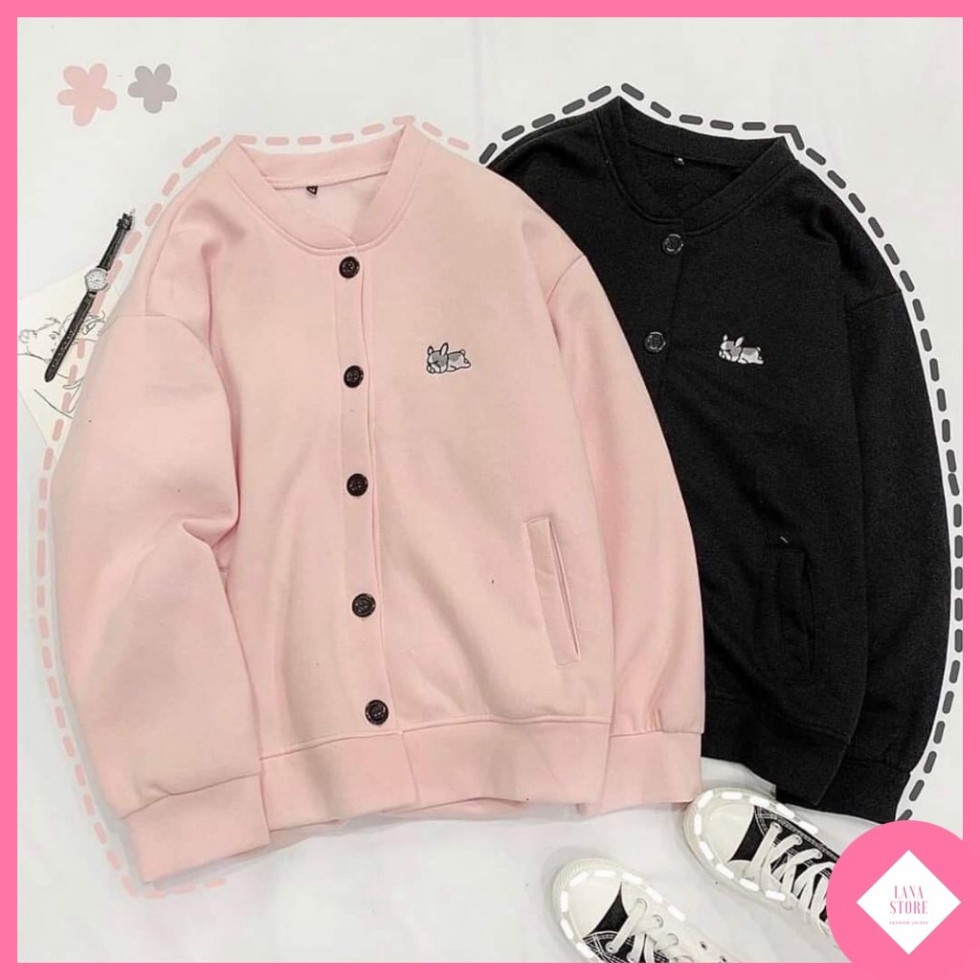 [Video Thật]Áo Khoác Nỉ Cardigan Ulzzang Thêu Cún Cực Xinh Form Rộng