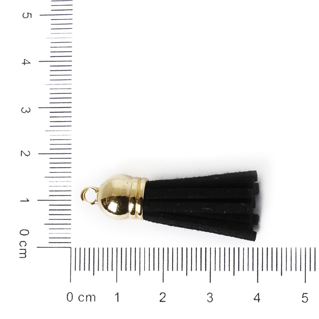 Phụ kiện dây tua rua BEADIA bằng da lộn phối polyester 35mm đầu nối bạc dùng trang trí điện thoại di động/ thắt lưng