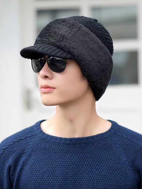 MŨ LEN LƯỠI TRAI LIỀN KHĂN CHỐNG LẠNH CHỐNG BỤI LÓT LÔNG SIÊU ẤM.