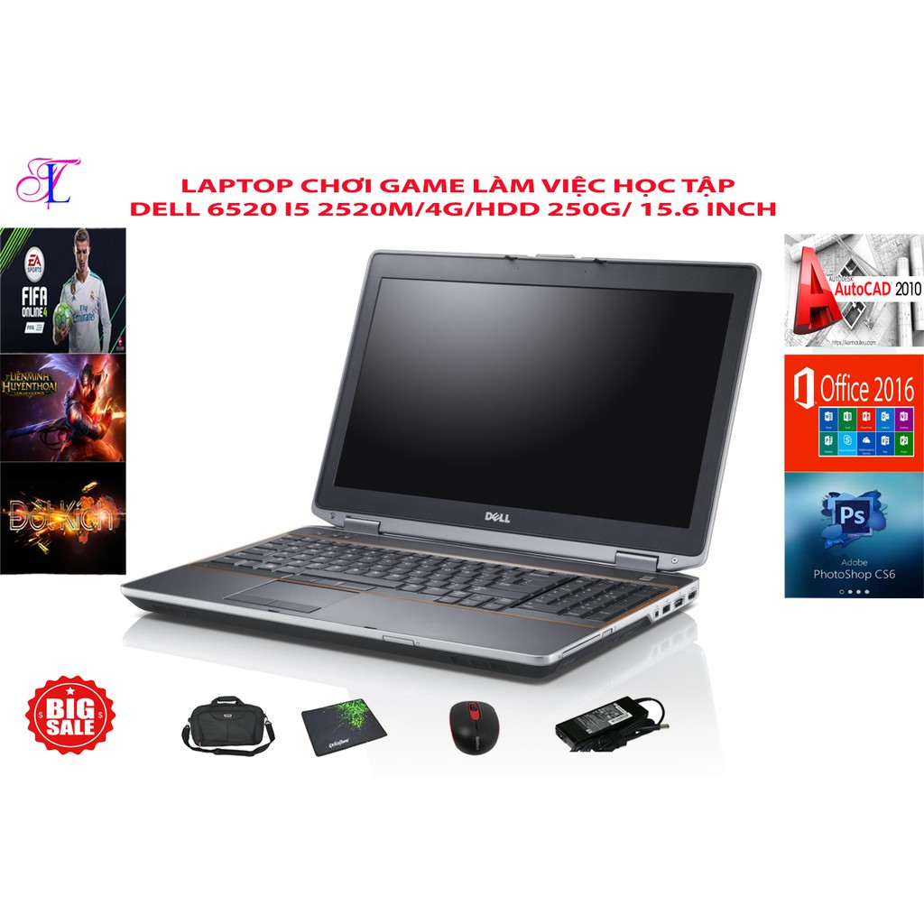 Laptop dell 6520 I5 2520M/4G/HDD 250G CHƠI GAME LÀM VIỆC HỌC TẬP
