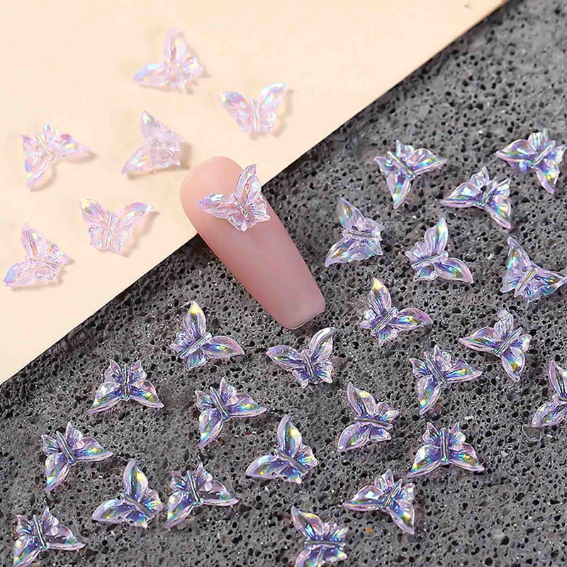 Phụ Kiện Trang Trí Móng Tay Hình Bướm 3D Bằng Nhựa Resin Thời Trang Mùa Hè