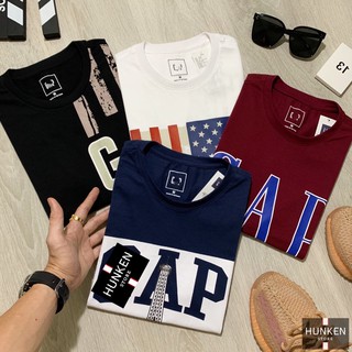 Áo thun G.A.P dòng Graphic in hình phối Logo pull cổ tròn tay ngắn phông unisex nam nữ Cotton đẹp cao cấp | HunKen Store