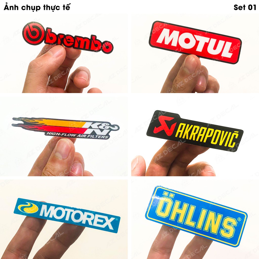 Tem Xe Máy Logo Ohlins, Brembo, Motul, Motorex | LG01 | Dán Xe Máy, Xe Điện, Nón Bảo Hiểm - Sticker Chống Nước, Bền Màu