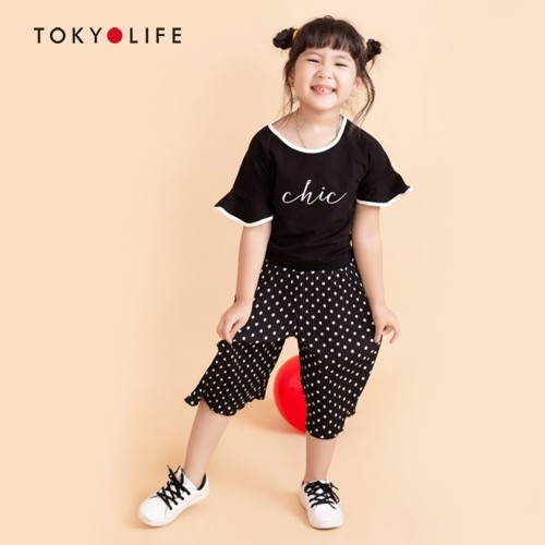 [Mã WABRTKL252 giảm 10% tối đa 50k đơn từ 250K] Áo thun bé gái TOKYOLIFE màu đen tay loe E4TSH012E