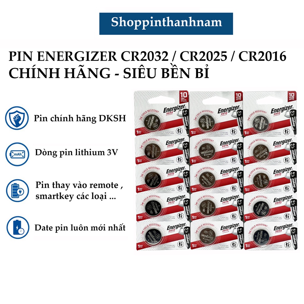 Pin CR2025 Energizer lithium 3V vỉ 5 viên chính hãng