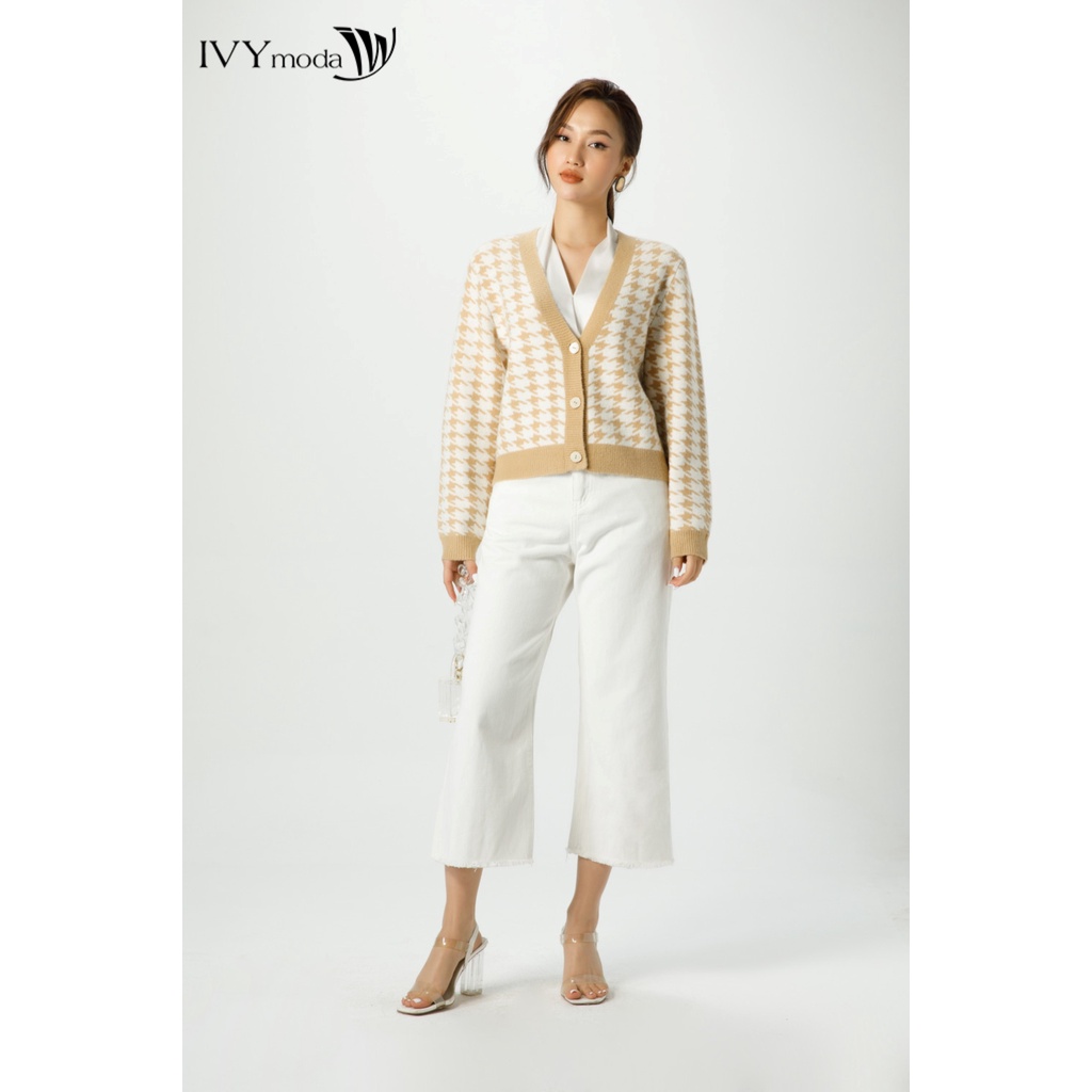 Áo cardigan len nữ họa tiết IVY moda MS 77B8817