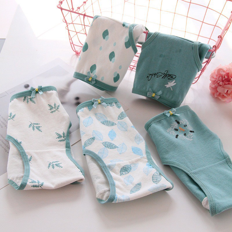 Quần Lót Nữ - Quần Lót Nữ Cotton kháng khuẩn thoáng mát mềm mại tông xanh lá màu dễ thương DAN STORE MÃ 1311