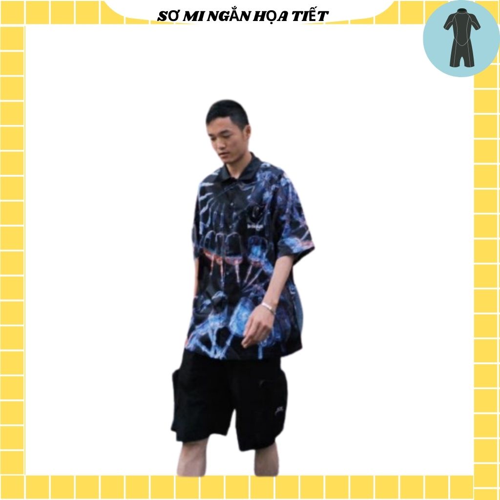 Áo Sơ Mi Tay Ngắn Unisex Cổ Bẻ Phong Cách Hàn Quốc Freesize