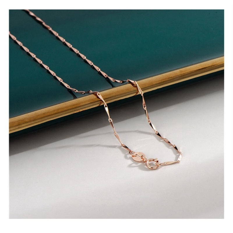 Vòng cổ Mạ Vàng Hồng 18K 100% Thật 925 Mạ Vàng Hồng 40-45cm Phong Cách Hàn Quốc Đơn Giản Cho Nữ 18K