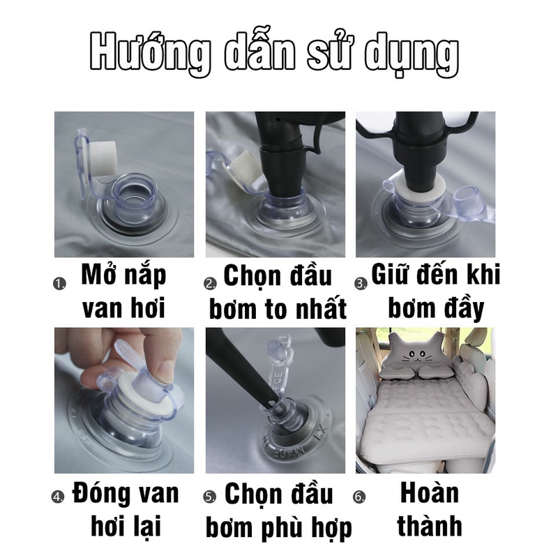 Đệm hơi ô tô cho xe 4-7 chỗ tặng kèm bơm điện và 2 gối cao cấp - sang trọng