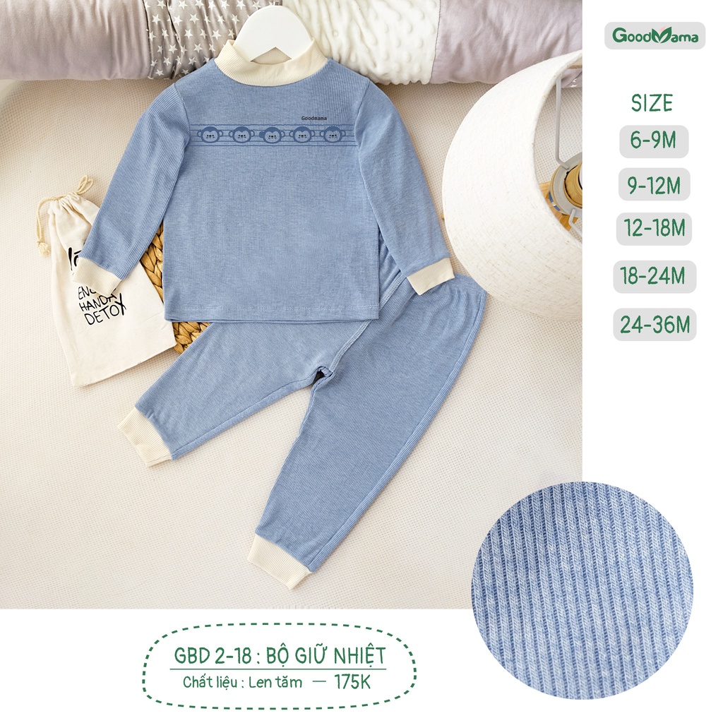 [Chính Hãng] Bộ len dài tay cài vai họa tiết trẻ em thu đông Good Mama