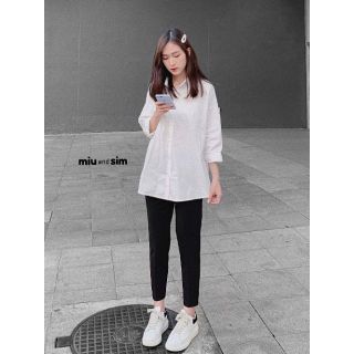 Sơ mi trắng form rộng cotton giấy