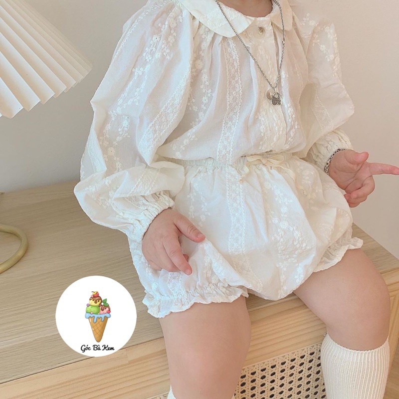 Bộ áo sơ mi quần thô baby