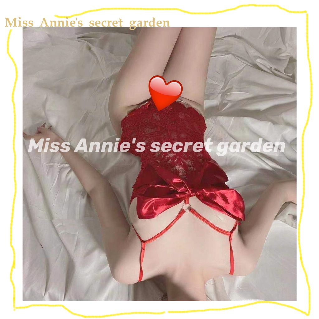 😈Đồ ngủ nữ Sexy 😈Bodysuit 2 dây ren phối nơ ngực, váy ngủ jum xẻ đáy gợi cảm 40-58kg--008 | BigBuy360 - bigbuy360.vn