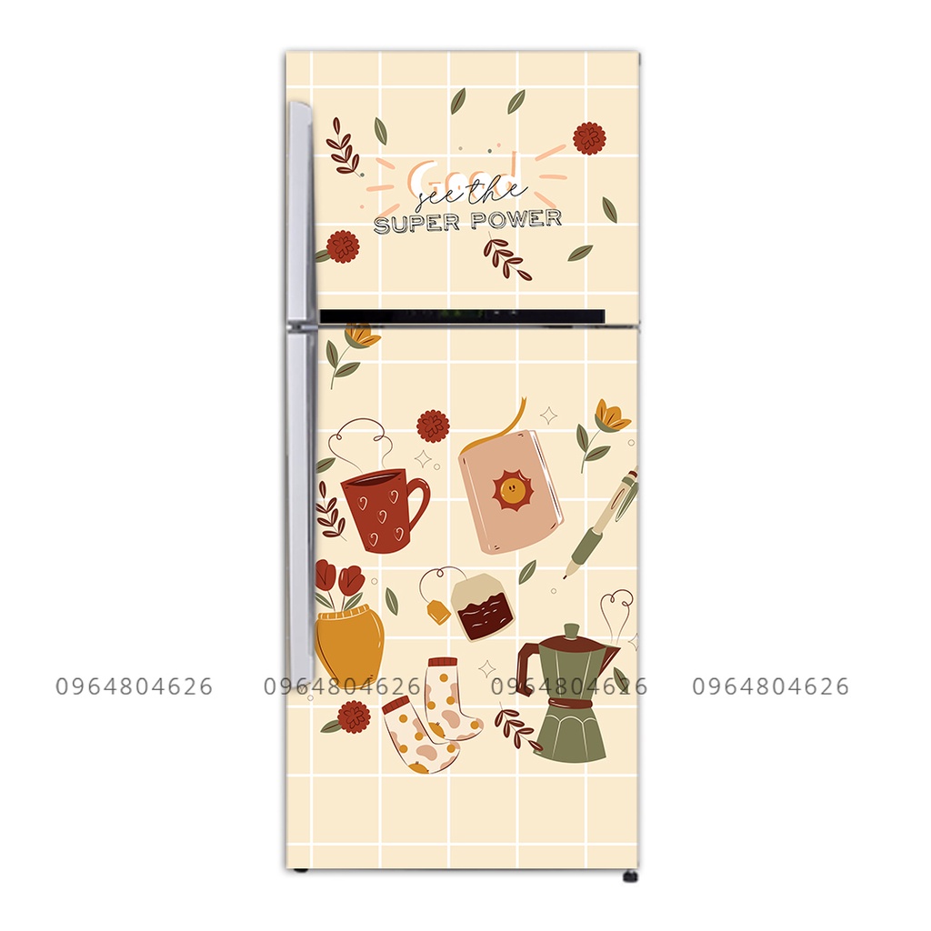 Decal dán tủ lạnh miếng dán tủ lạnh hình dễ thương hình dán cute chất liệu chống thấm nước siêu bền dễ dàng vệ sinhTL401