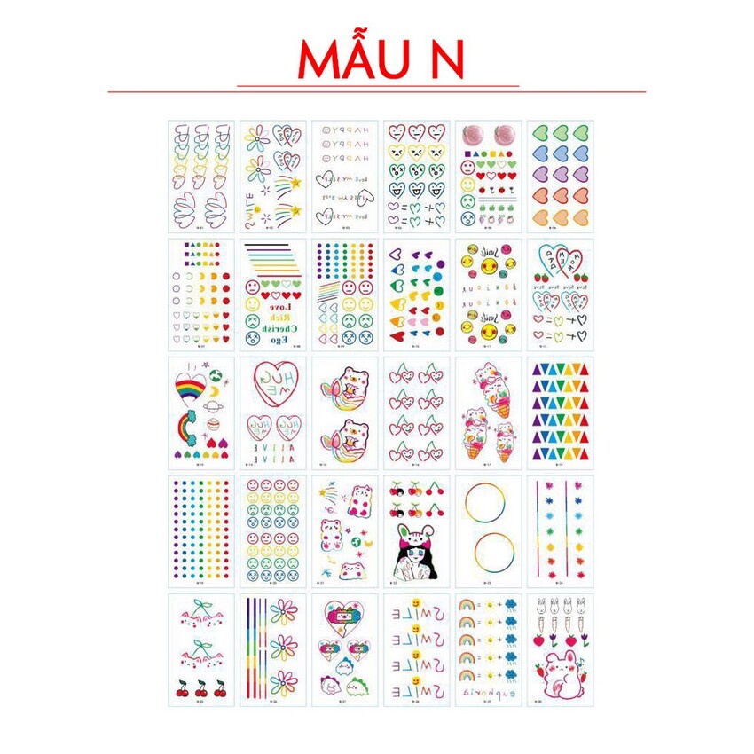 Hình xăm tạm thời đa dạng mẫu combo 30 tờ mã sử dụng trong vòng 15 ngày độc đáo hợp thời trang SIGO