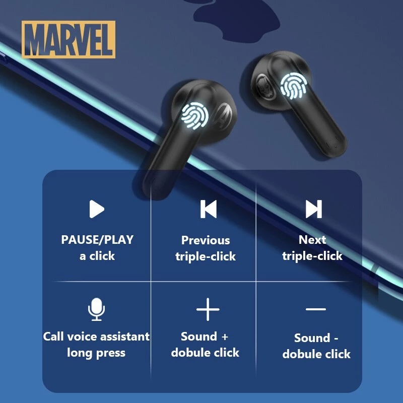 Tai nghe Bluetooth 5.0 không dây Disney BTMV11 có mic chơi game âm stereo giảm ồn không thấm nước