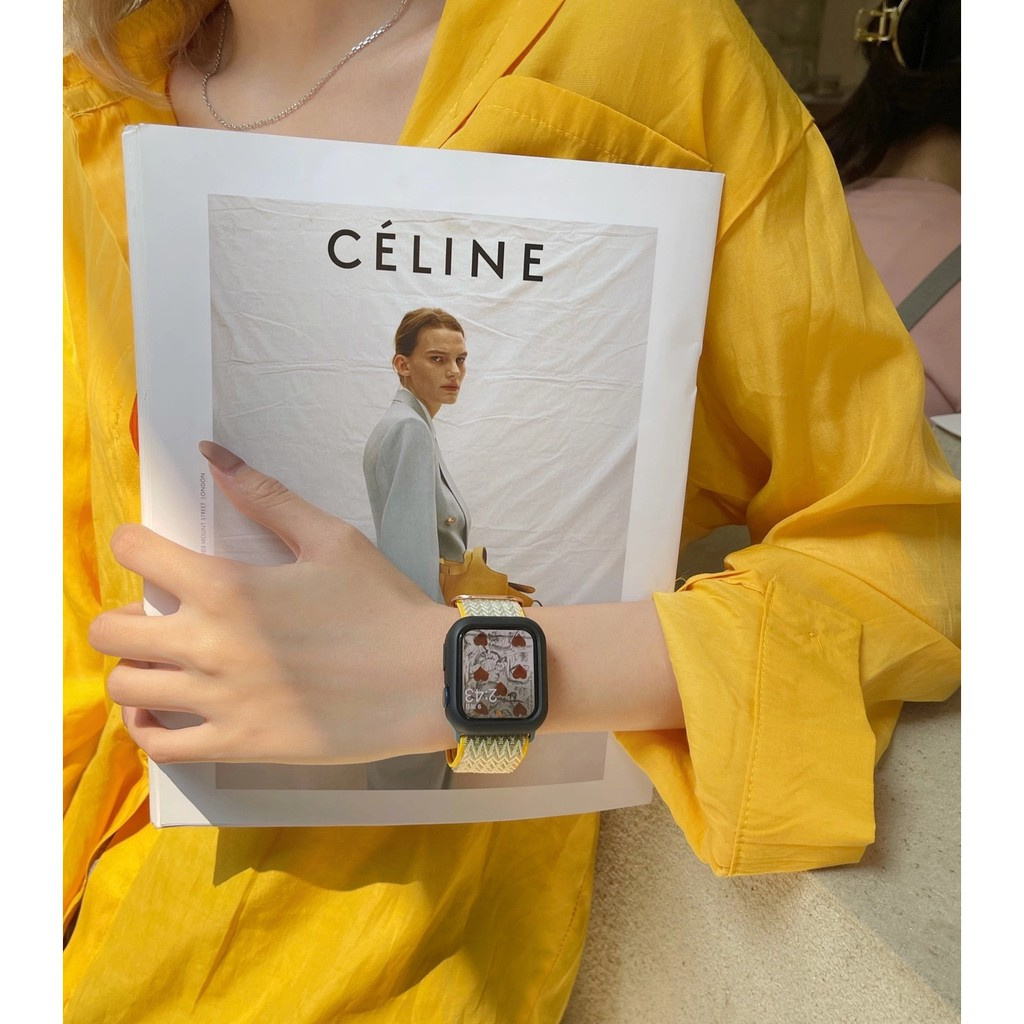 Dây đeo đồng hồ bằng nylon co giãn nhiều màu thoáng khí thoải mái cho Iwatch 7 6 5 4 3 2 SE 41mm 45mm 40mm 38mm 44mm 42mm