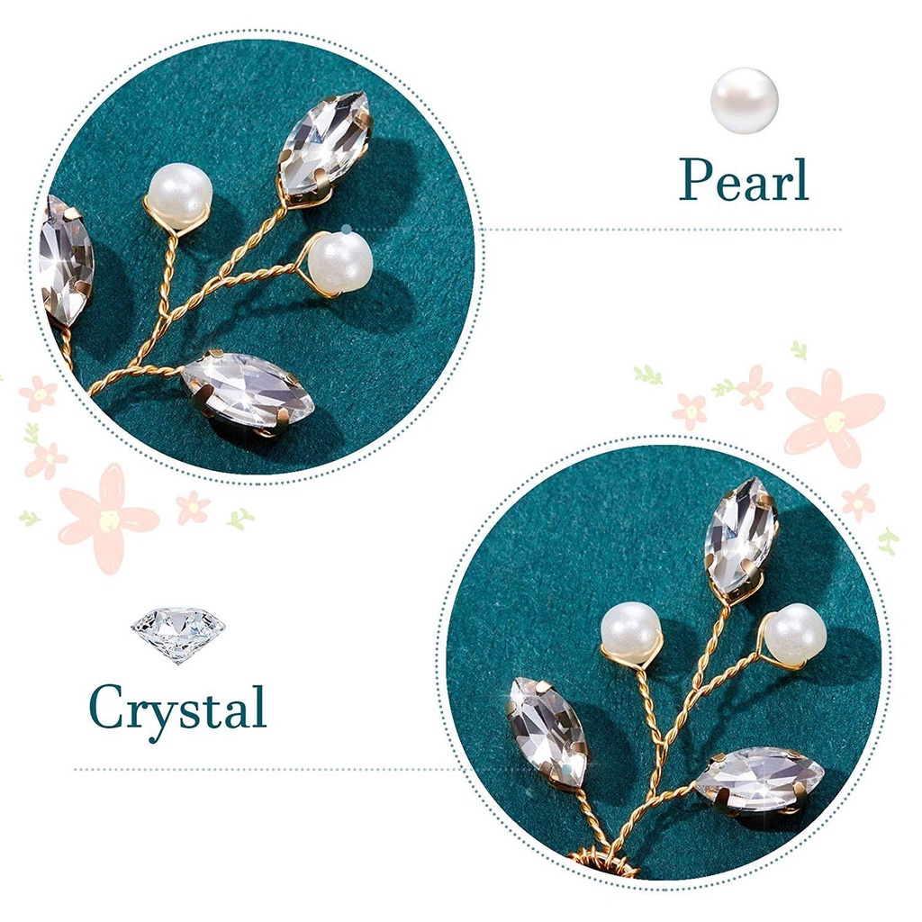 SUMU Set 6 Trâm Cài Tóc Cô Dâu Đính Đá Pha Lê