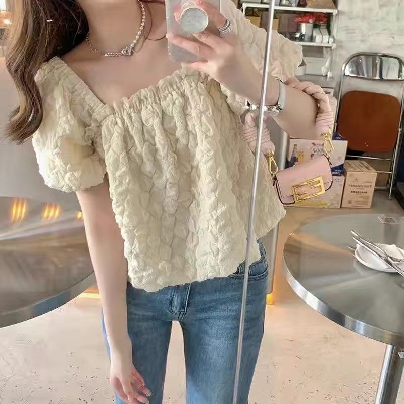 Áo Sơ Mi Chiffon Tay Phồng Ngắn Cổ Vuông Cao Cấp Thời Trang Mùa Hè Phong Cách Pháp Hàng Mới Cho Nữ