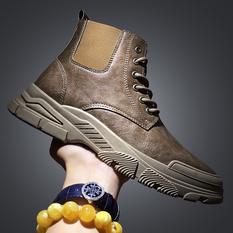 Giày bốt Chelsea cao cổ bằng da thời trang cho nam