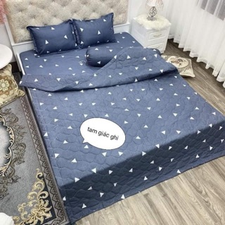 SÉT CHĂN GA GỐI HÈ THU 5 MÓN TAM GIÁC GHI