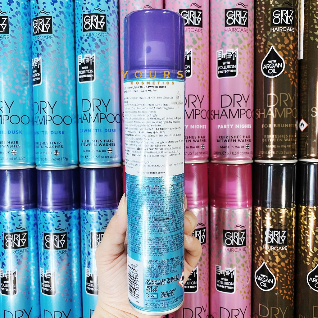 [Đại Lý Chính Thức] Dầu Gội Khô Girlz Only Hương Cam Dawn Til Dusk Dry Shampoo 200ml - Kiểm Định An Toàn Bộ Y Tế