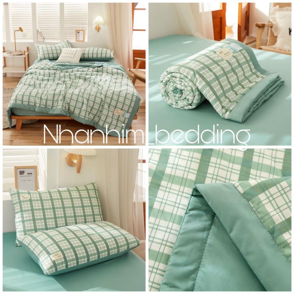 Bộ chăn ga gối Chần Bông Cotton TC Nhà Nhím_Bedding đủ size giường nệm