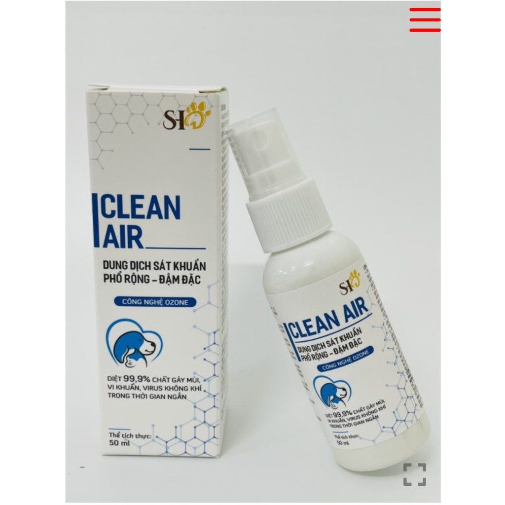 Xịt khử mùi sát khuẩn cho chó mèo Clean Air 50ml