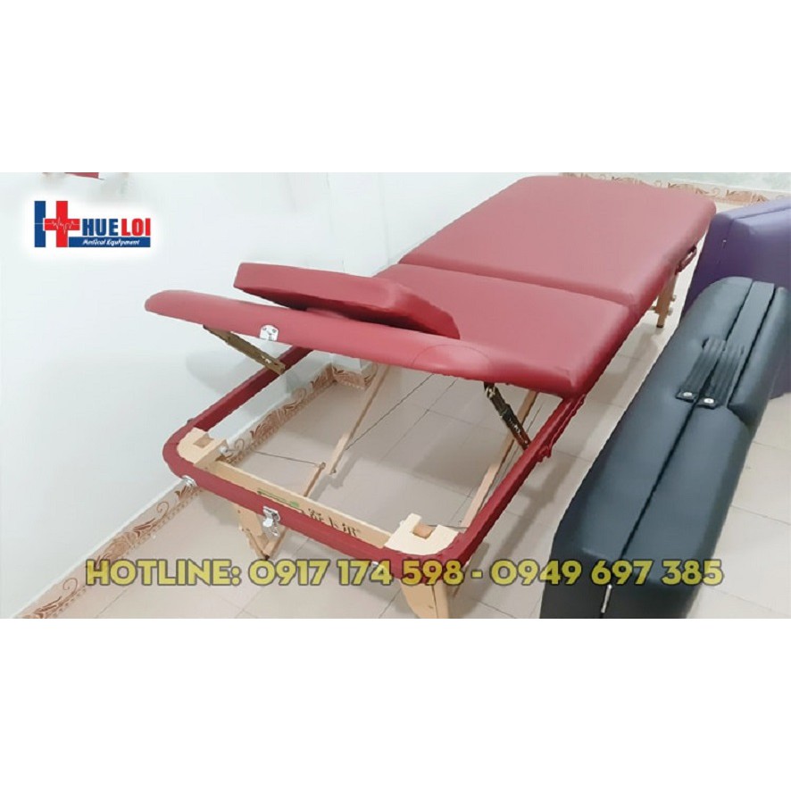 GIƯỜNG MASSAGE GẤP GỌN CHÂN GỖ NÂNG ĐẦU HL5 - Giường spa - Giường bấm huyệt