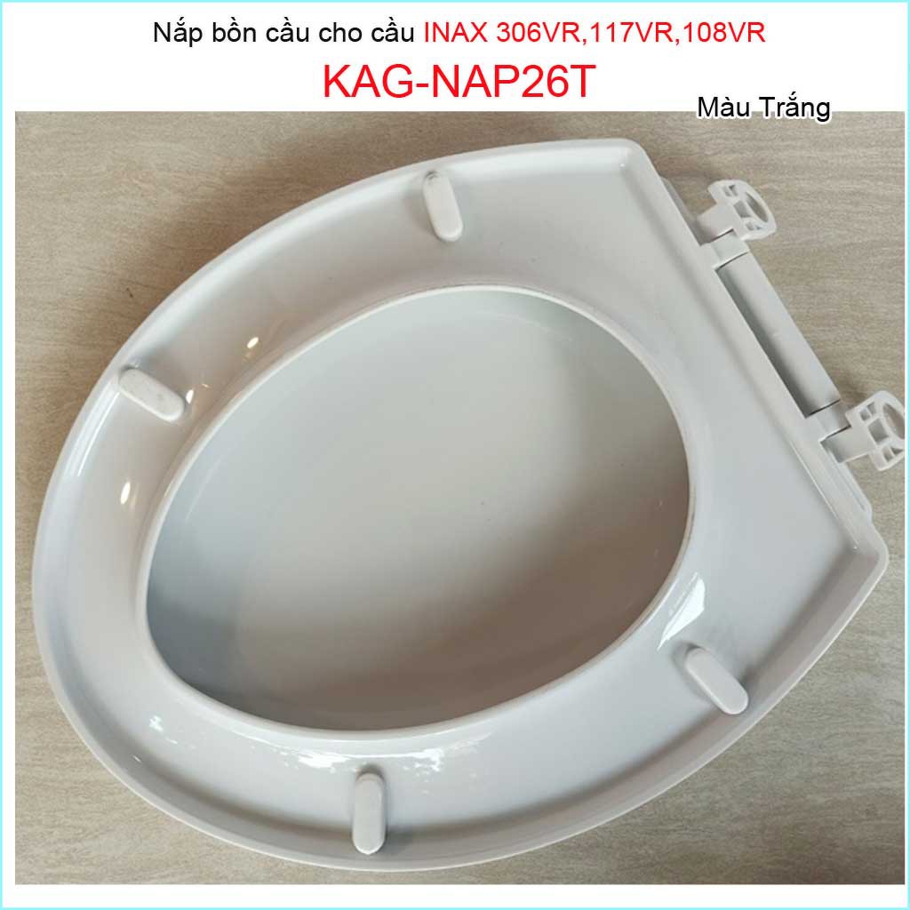 Nắp đậy bồn cầu Inax KAG-NAP26T cho C117, C306, C108, nắp bồn cầu 2 khối nhựa TRẮNG dày bóng đẹp