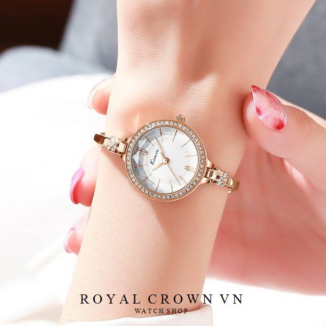 Đồng Hồ nữ thời trang KIMIO 6416 dây rút mặt tròn chống nước
