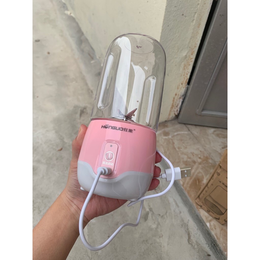 Máy Xay Sinh Tố, Máy Xay Hoa Quả Mini Cầm Tay Hunguo 6 Lưỡi Inox Không Gỉ Xay Đá, Xay Sinh Tố Cực Nhuyễn