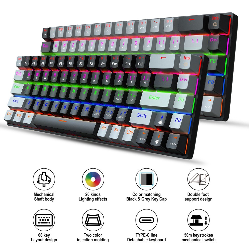 Bàn Phím Cơ Gaming V800 Led đẹp phù hợp cho Laptop và PC ,Nhỏ gọn tiện lợi