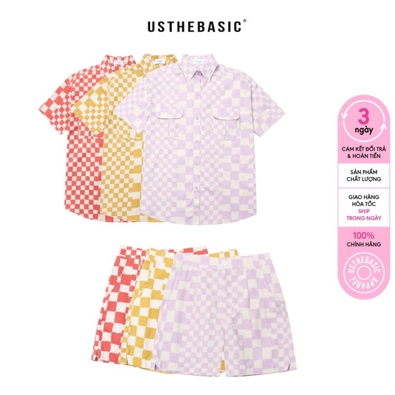 Usthebasic - Set Áo Quần CheckerBoard Pocket