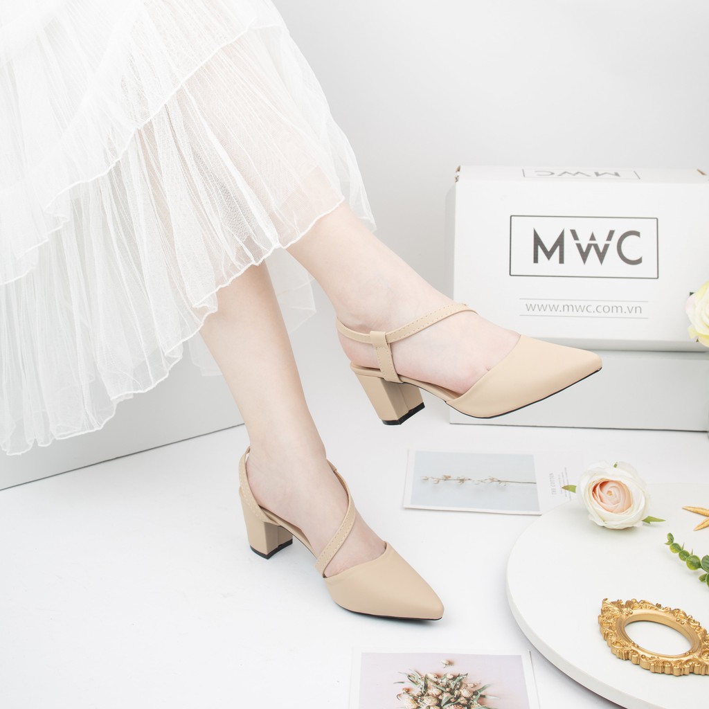 Giày Sandal Cao Gót MWC Đế Vuông 5CM Quai Chéo Siêu Xinh NUCG- 3593