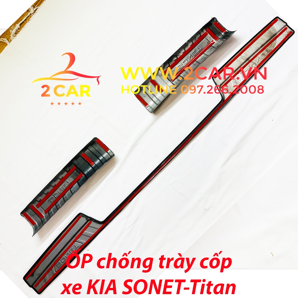 Ốp chống trầy cốp trong, ngoài xe Kia Sonet 2021-2022, Chất liệu Titan cao cấp