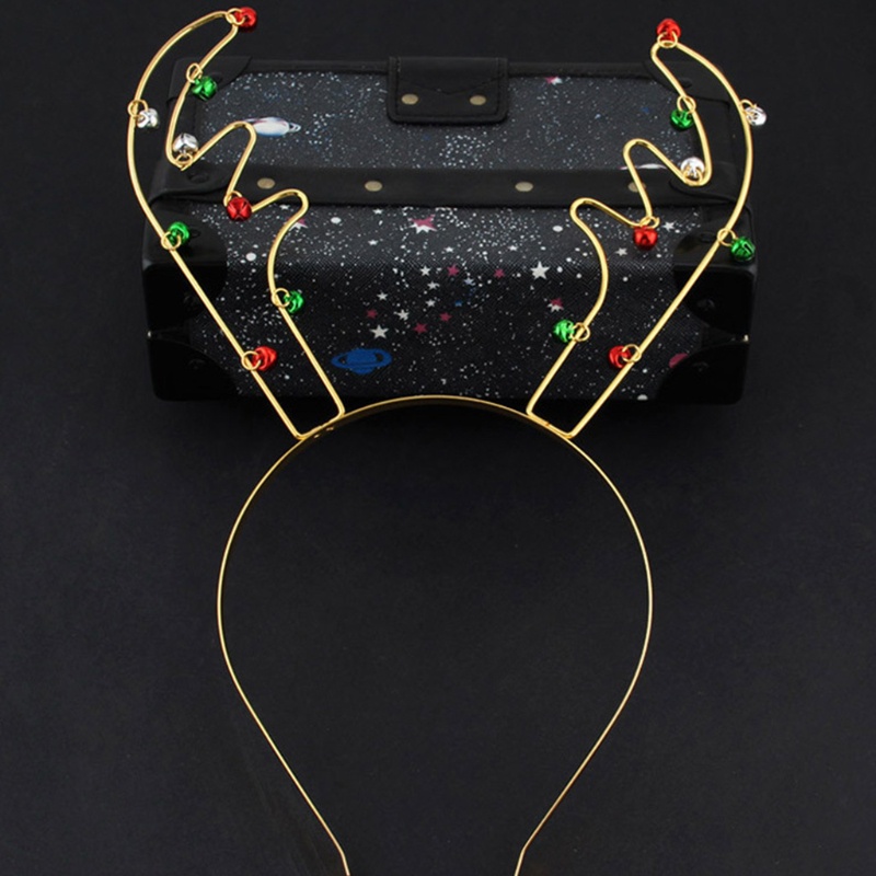 Băng Đô Cài Tóc Hình Sừng Hươu Có Chuông Nhiều Màu Sắc Bằng Kim Loại Cho Trẻ Em