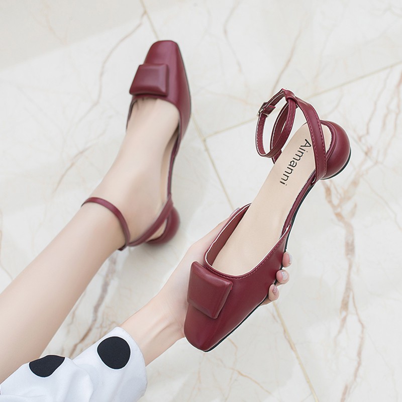 giày sandal nữ đính nơ phong cách vintage