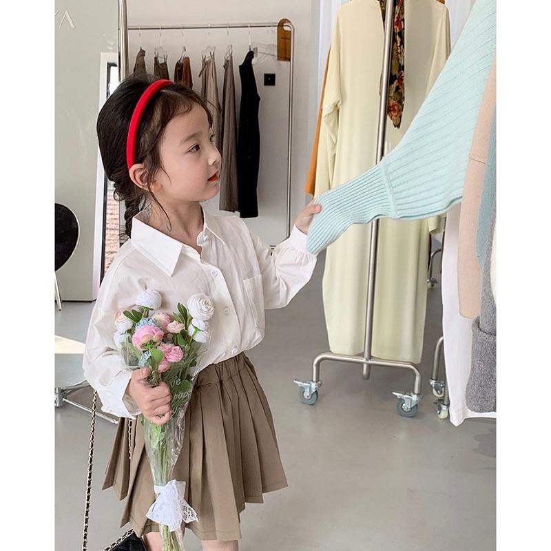 SƠ MI TRẮNG CHO BÉ GÁI  043  MẶC PHỐI VỚI CHÂN VÁY HOẶC QUẦN RẤT ĐẸP