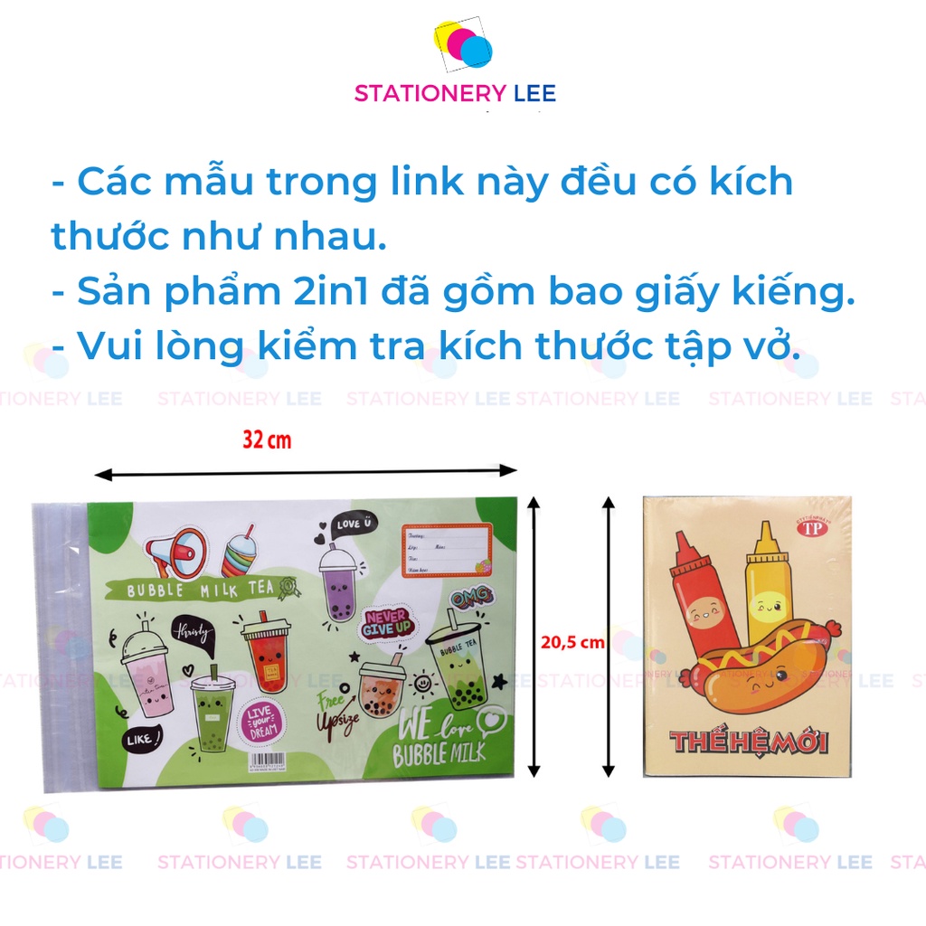 Giấy bao tập in hình dễ thương xấp 10 tờ giấy đẹp