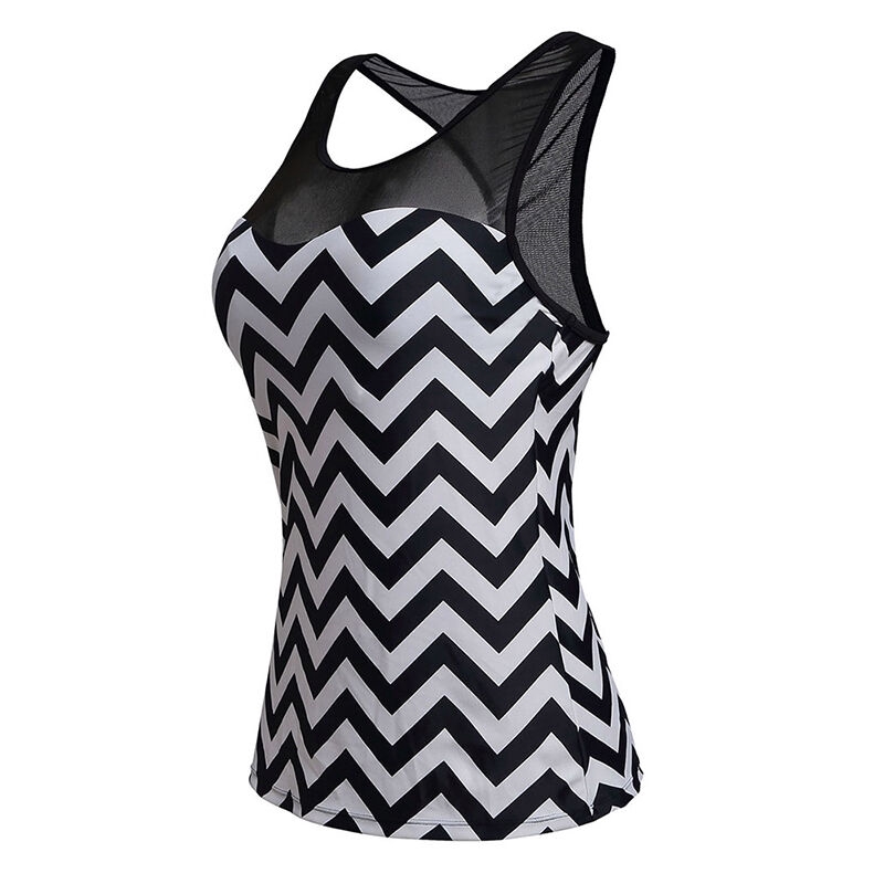 Bộ đồ bơi áo dây + quần thể thao màu đen họa tiết gợn sóng cho nữ | BigBuy360 - bigbuy360.vn