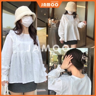 ÁO BABYDOLL, ÁO SƠ MI NỮ VAI REN TAY PHỒNG JAMOO (ảnh thật/sẵn)