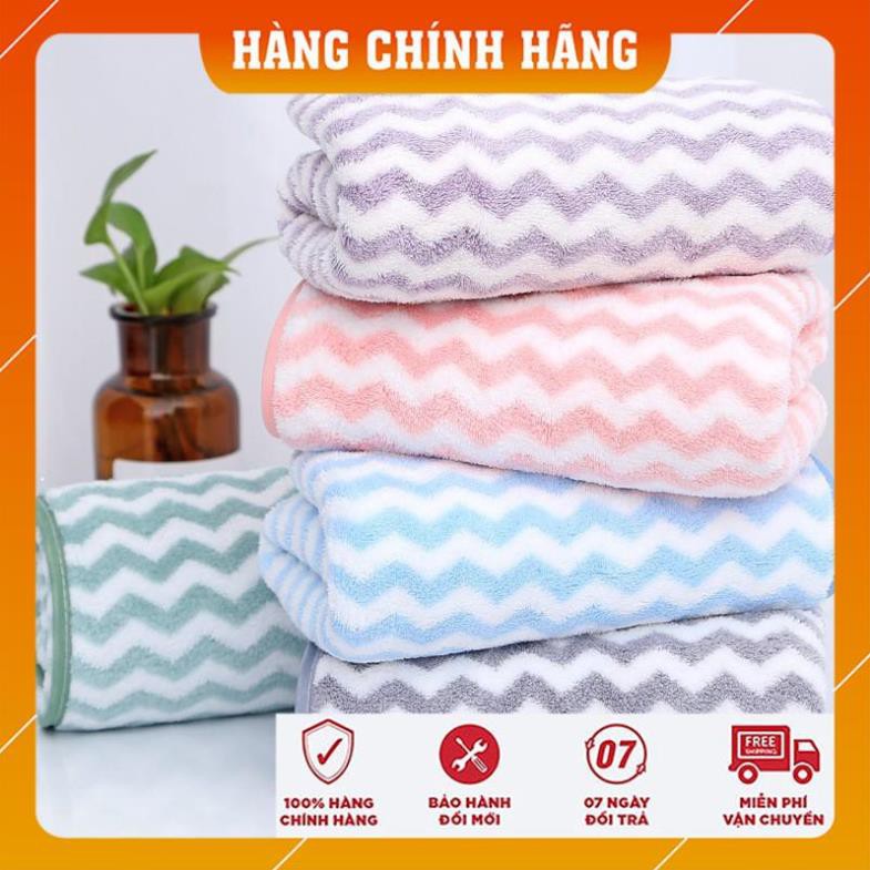 Khăn tắm LÔNG CỪU mềm mịn họa tiết sọc hàn quốc 35x75Cm - Trung Sọc